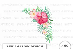 Watercolor Tropical Flowers Bouquet png Product Image 1