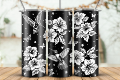 20oz Skinny Tumbler laser svg, Hummingbirds and Hibiscus Product Image 1