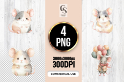 Cute Watercolor Baby Mouse Clipart Sublimation PNG Product Image 1