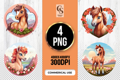 Cute Pony Clipart Sublimation PNG Product Image 1