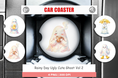Rainy Day Ugly Ghost Car Coaster Product Image 1