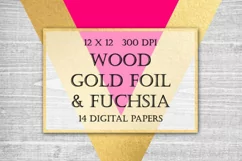 Wood & Gold Foil & Pink Digital Paper Product Image 1