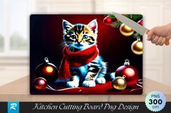 Festive Tabby Kitten Christmas Ornaments Cutting Board PNG Product Image 1