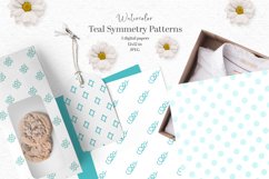 Cute teal watercolor papers with symmetrical pattern Product Image 1
