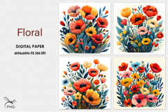 FLowers digital paper, background clipart Product Image 1
