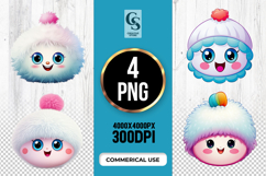 Cute Fluffy Hat Face Clipart Sublimation PNG Product Image 1