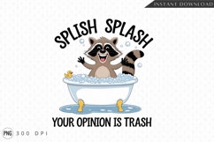 Raccoon Splish Splash In Bathtub Sublimation Png