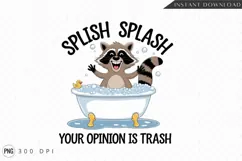 Raccoon Splish Splash In Bathtub Sublimation Png
