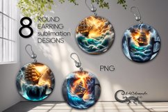 Fantasy ship | 8 marine Round earring Sublimation designs Product Image 1