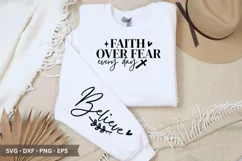 Faith Over Fear - Christian Sleeve T-Shirt Design Product Image 1