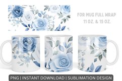 Flowers Mug Sublimation, Floral Design Mug Wrap Template Product Image 1