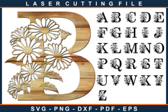 Daisy Flower Monogram Letters, Monogram Font SVG Cut Files Product Image 1