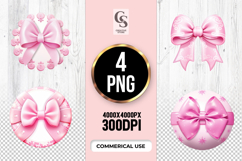Pink Bow Clipart Sublimation PNG Product Image 1
