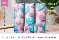 Blue Ctystal Hearts Tumbler Design, Valentine's Day Tumbler Product Image 1