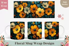 Floral Mug Wrap Design, Flowers Mug PNG, Floral Print Product Image 1