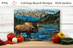 Stained Glass Bison Cutting Board, Bison Sublimation PNG Product Image 1