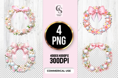 Floral Pearl Wreath Clipart Sublimation PNG Product Image 1