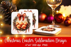 Vintage Christmas Coaster Sublimation PNG Product Image 1