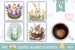 Easter Basket Square Coaster, Tulips Square Coaster Designs Product Image 1