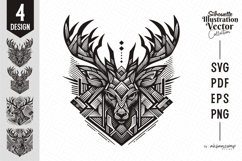 Deer Head Woodcut Engraving Vector Product Image 1
