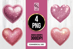 Pink Glitter Heart Sparkle Clipart Sublimation PNG Product Image 1