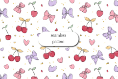Cute cherry bows hearts seamless pastel pattern design Product Image 1