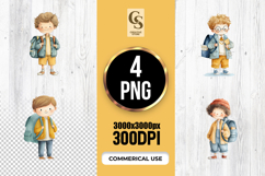 Cute School Boys Characters Clipart Sublimation PNG Product Image 1