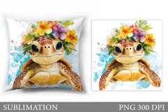 Turtle Pillow Sublimation. Sea Turtle Sublimation Product Image 1