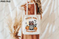 Funny Raccoon Feral Girl Halloween PNG Product Image 3