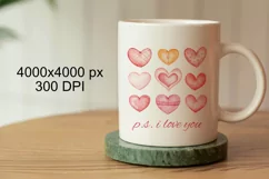 Hearts Valentine's Day Watercolor PNG, love sublimation Product Image 2