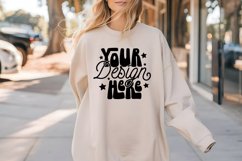 Gildan 18000 Crewneck Mockup, Oversized Mockup Model Mockup Product Image 1