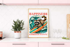 Happiness Comes in Waves, Funny Summer Beach Surfing Raccoon Product Image 4
