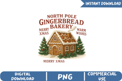 Vintage Christmas House Sublimation, Christmas Png Product Image 1