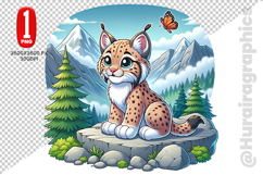 Cute Lynx Clipart - PNG File Product Image 1