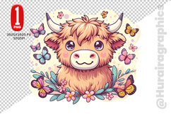 Cute Highland Cow Clipart - PNG File Product Image 2