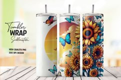 Sunflower buttrefly tumbler wrap sublimation png Product Image 1