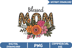 Blessed Mom Sublimation, Retro Mama Png Product Image 1