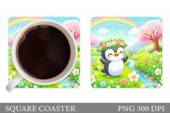 Cute Penguin Coaster Design. Summer Coaster Sublimation Product Image 1