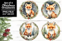 Baby Fox PNG Christmas Stickers Ornaments or Coasters Product Image 1