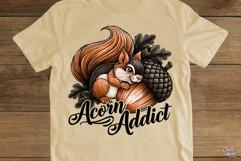 Cute Squirrel Fall Acorn PNG Sublimation Design Product Image 2