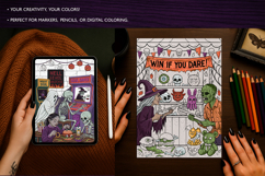 Gothic Halloween Carnival Coloring pages, Creepy Cute PDF Product Image 3