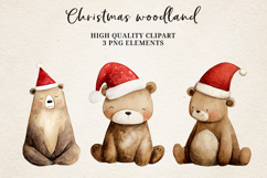 Christmas Woodland Bears | Cute Santa Bear Clipart PNG Product Image 1