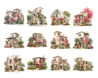 Watercolor Mediterranean Villa Product Image 2