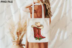 Christmas Cowgirl Boots Clipart PNG Product Image 3