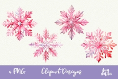 4 Pink Snowflakes PNG | Snowflake Coquette Christmas Clipart Product Image 1