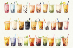Boba Tea Clipart Bubble Tea Watercolor Product Image 4