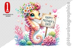 Cute Sea Horse Clipart - PNG File Product Image 1