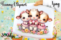 Spring animal clipart|Cute cow easter animals clipart Product Image 1