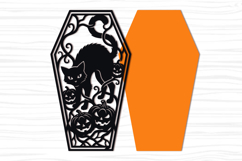 Black Cat Pumpkin Halloween Coffin SVG Product Image 3