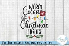 Warm Cocoa and Christmas Lights SVG Cut File, Holiday PNG Product Image 1